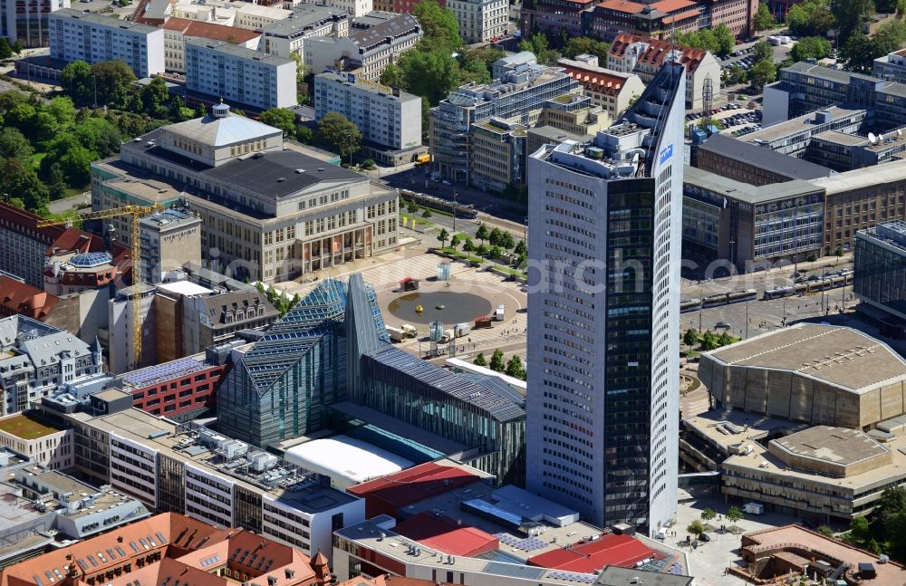 Leipzig from above - Construction onto the main campus building of the University of Leipzig