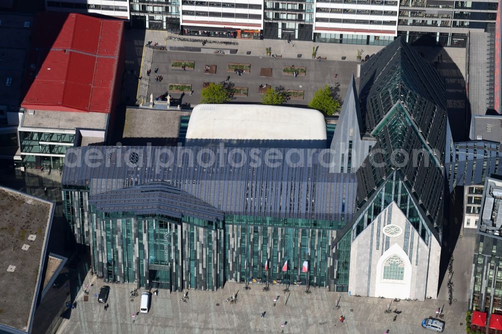 Aerial image Leipzig - Construction onto the main campus building of the University of Leipzig