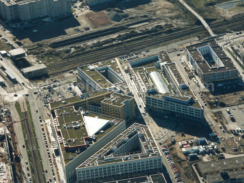 Berlin - Hellersdorf from the bird's eye view: Neubau der Hellen Mitte der MEGA-AG in Berlin-Hellersdorf.