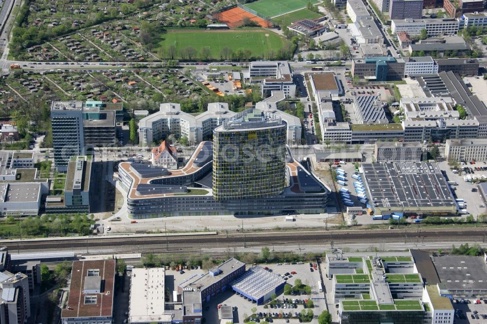 München from the bird's eye view: The new build of the ADAC Headquaters at the Hansastrasse in Munich