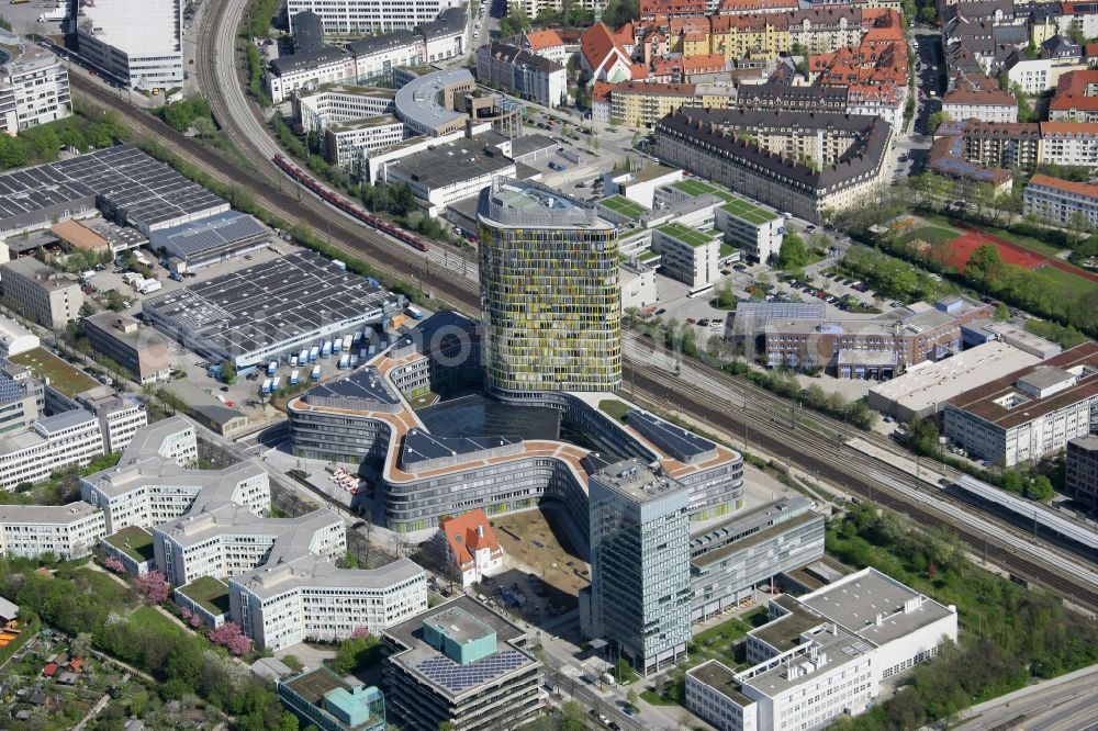 Aerial image München - The new build of the ADAC Headquaters at the Hansastrasse in Munich