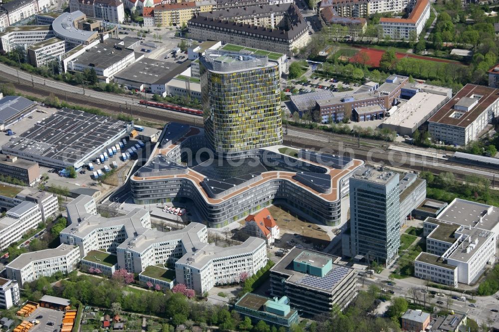 Aerial photograph München - The new build of the ADAC Headquaters at the Hansastrasse in Munich