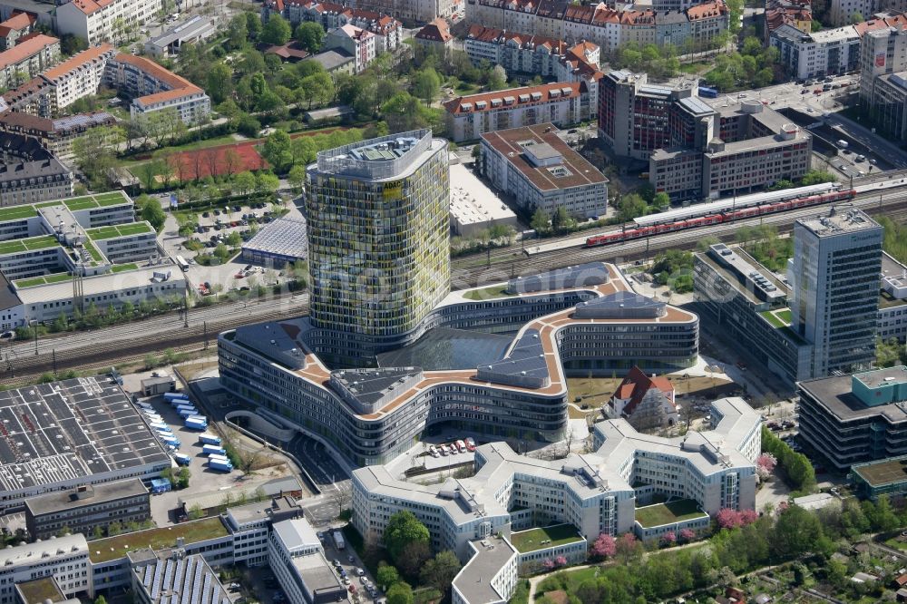 Aerial image München - The new build of the ADAC Headquaters at the Hansastrasse in Munich