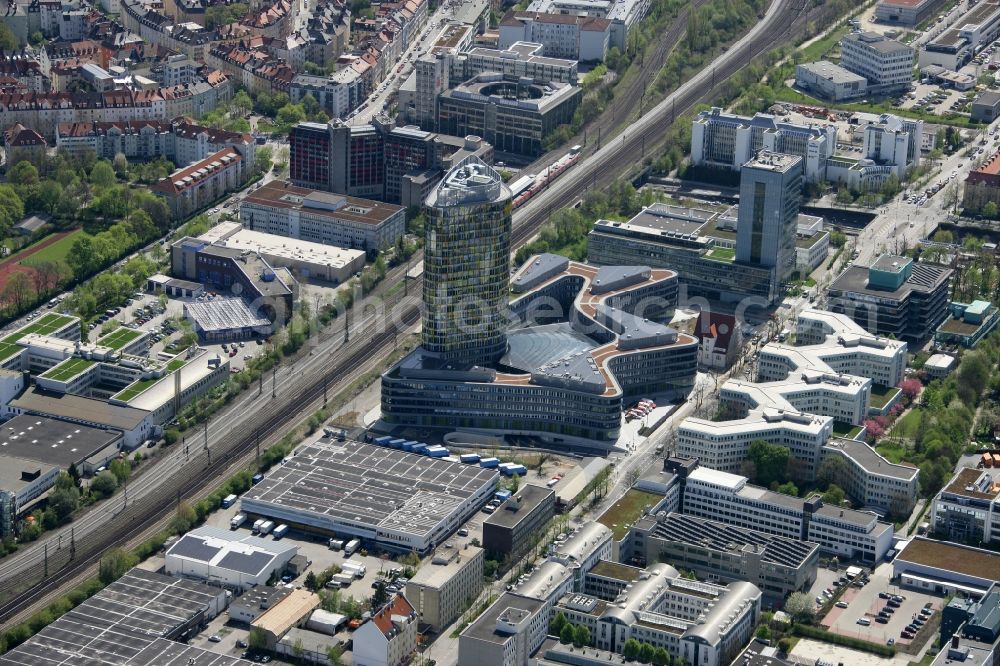 München from above - The new build of the ADAC Headquaters at the Hansastrasse in Munich