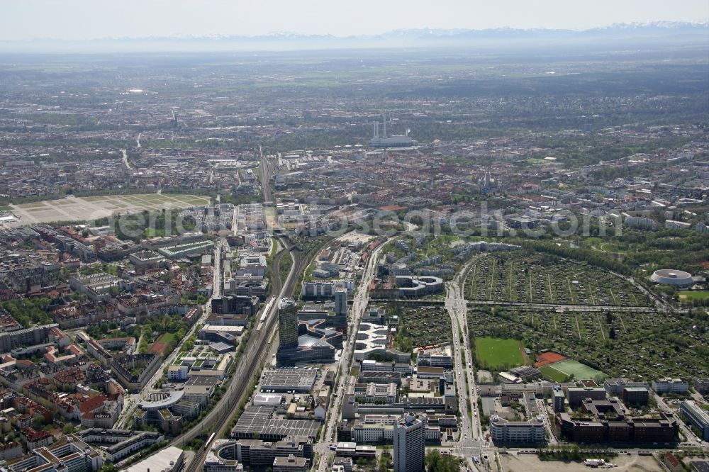 Aerial image München - The new build of the ADAC Headquaters at the Hansastrasse in Munich