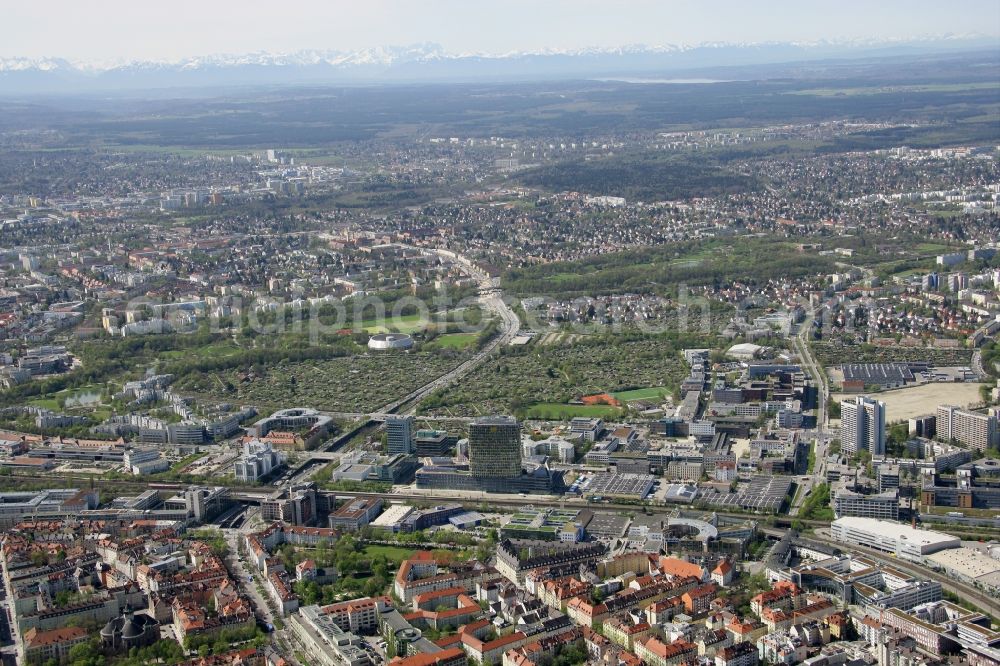 Aerial image München - The new build of the ADAC Headquaters at the Hansastrasse in Munich