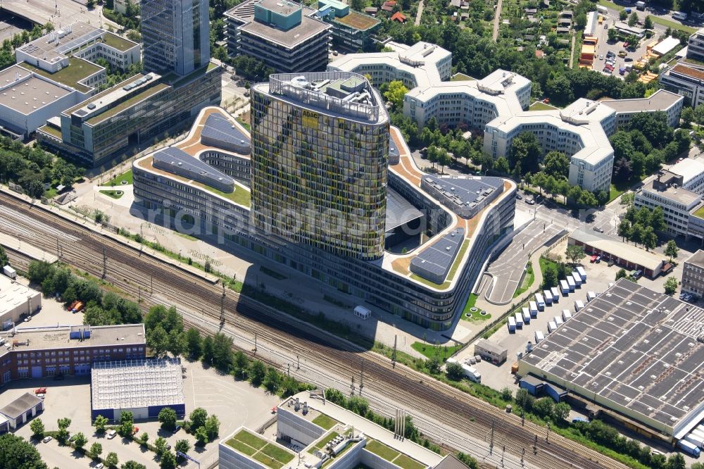 München from the bird's eye view: The new build of the ADAC Headquaters at the Hansastrasse in Munich in the state Bavaria