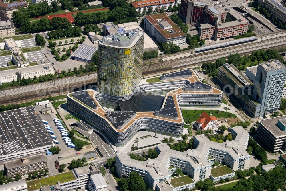 München from the bird's eye view: The new build of the ADAC Headquaters at the Hansastrasse in Munich in the state Bavaria