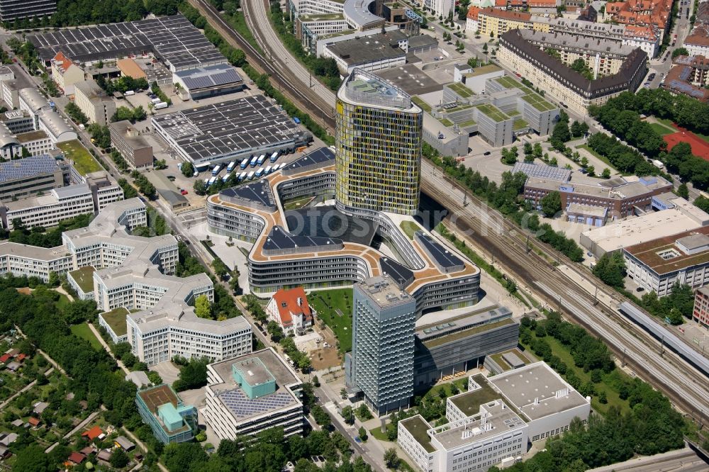 München from above - The new build of the ADAC Headquaters at the Hansastrasse in Munich in the state Bavaria