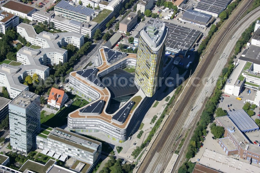 München from above - The new build of the ADAC Headquaters at the Hansastrasse in Munich in the state Bavaria