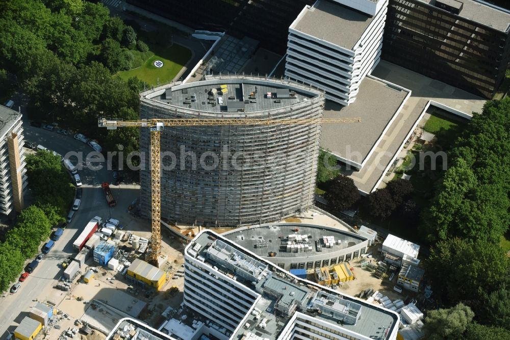 Aerial image Hamburg - Construction site of the hotel tower Holiday Inn in the business quarter City Nord in Hamburg