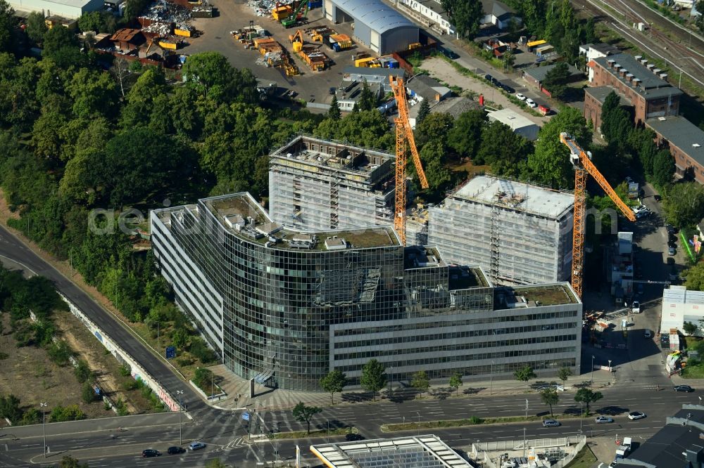 Berlin from above - New construction high-rise construction site the hotel complex on Werdauer Weg in the district Schoeneberg in Berlin, Germany