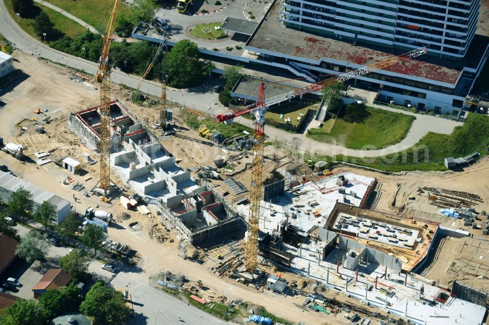 Lübeck from the bird's eye view: New construction high-rise construction site the hotel complex a-ja Resort Travemuende in the district Travemuende in Luebeck in the state Schleswig-Holstein, Germany