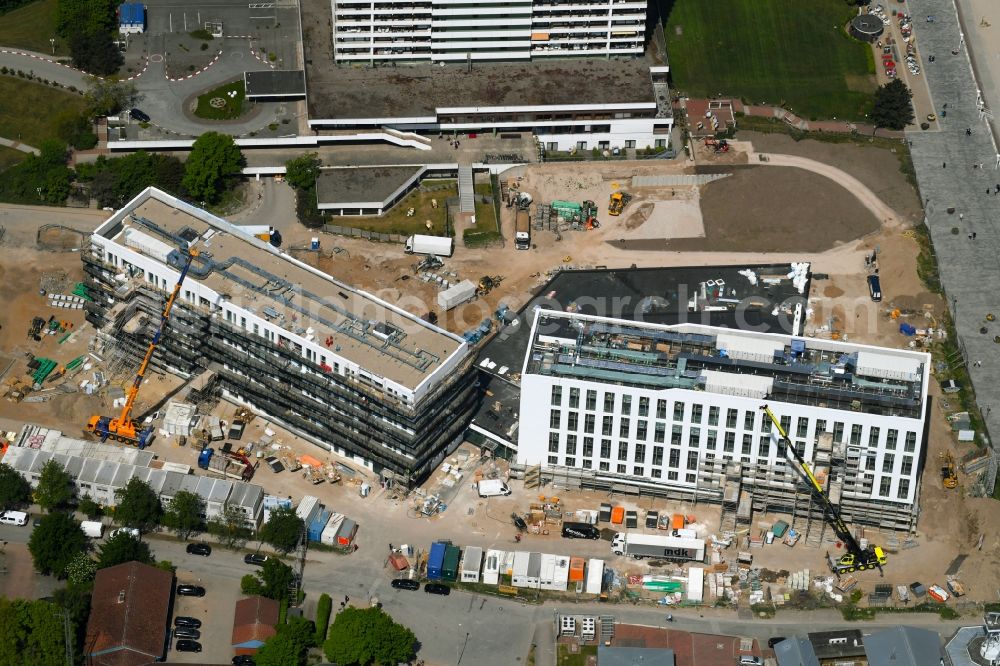 Travemünde from the bird's eye view: New construction high-rise construction site the hotel complex a-ja Resort Travemuende in Travemuende in the state Schleswig-Holstein, Germany