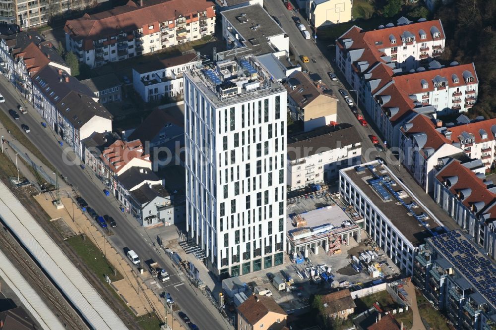 Aerial photograph Lörrach - New high-rise construction site of the hotel complex Stadt Loerrach in Loerrach in the state Baden-Wuerttemberg