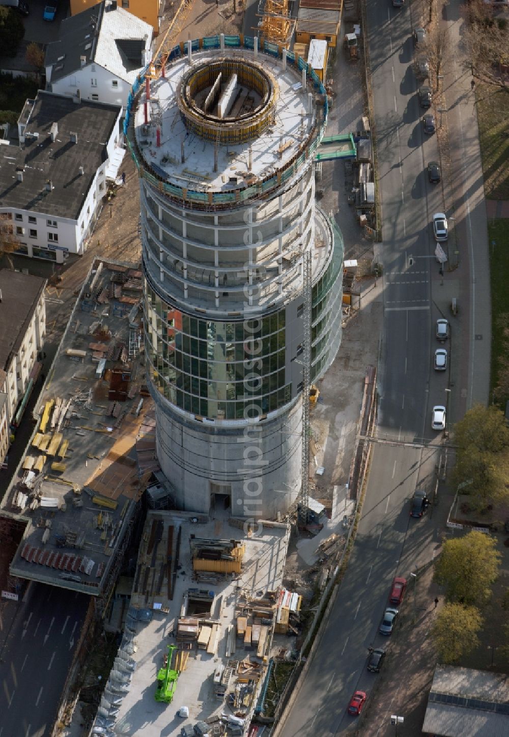 Aerial image Bochum - Skyscraper Exenterhouse - Exenterhaus on a former bunker at the University Street in Bochum