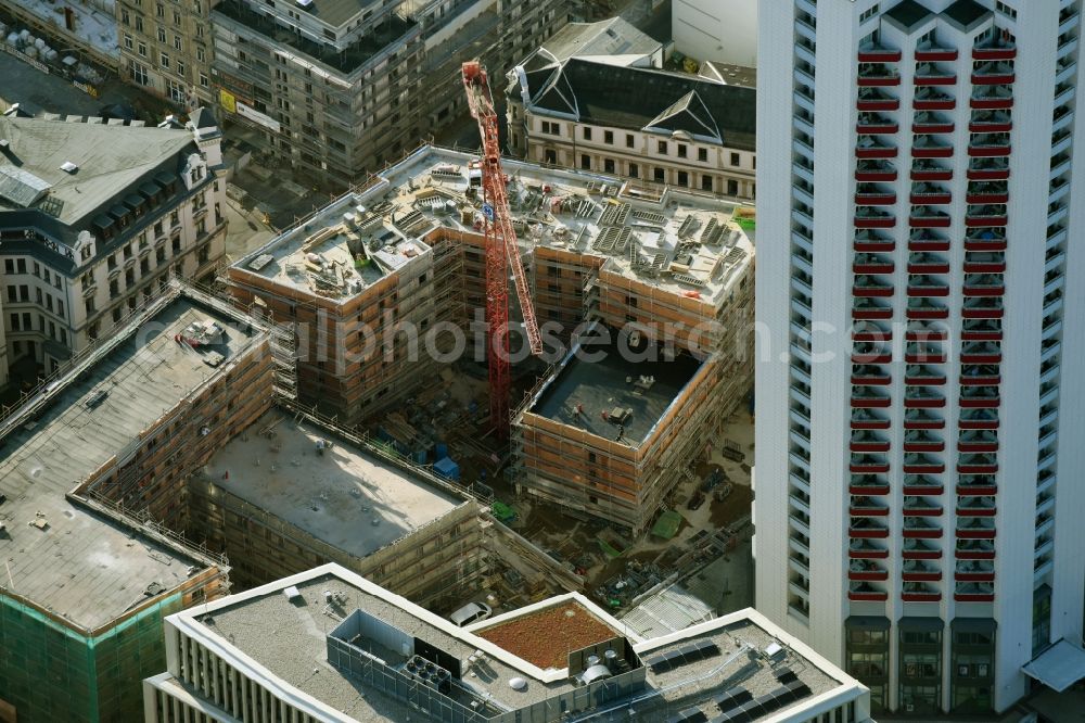 Leipzig from above - Site for New High-Rise building complex of the headquarters of the Leipziger Wohnungs- und Baugesellschaft (LWB) on Wintergartenhochhaus - skyscraper in Leipzig in Saxony