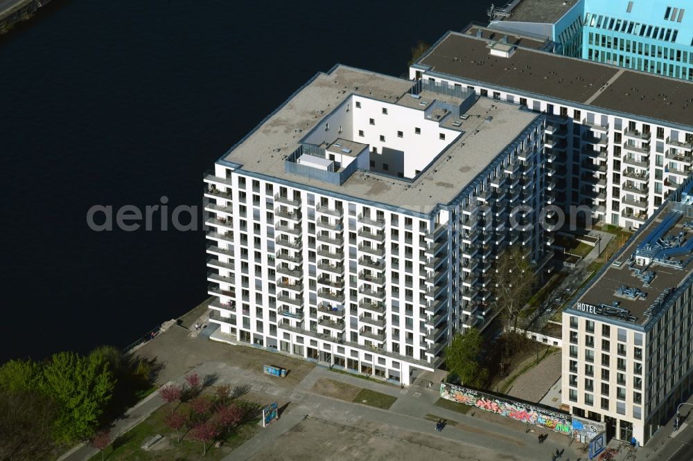 Aerial image Berlin - New construction high-rise construction site the hotel complex on Stralauer Platz destrict Friedrichshain in Berlin