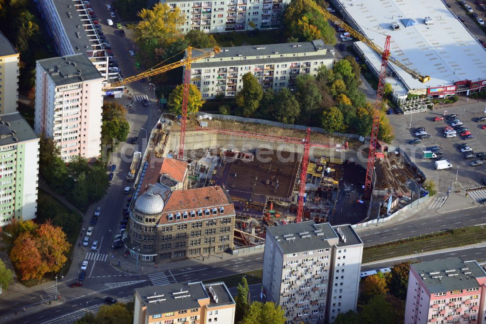 Aerial photograph Szczecin - Stettin - Construction office buildings and commercial high-rise complex Hanza Tower in Szczecin in West Pomeranian, Poland