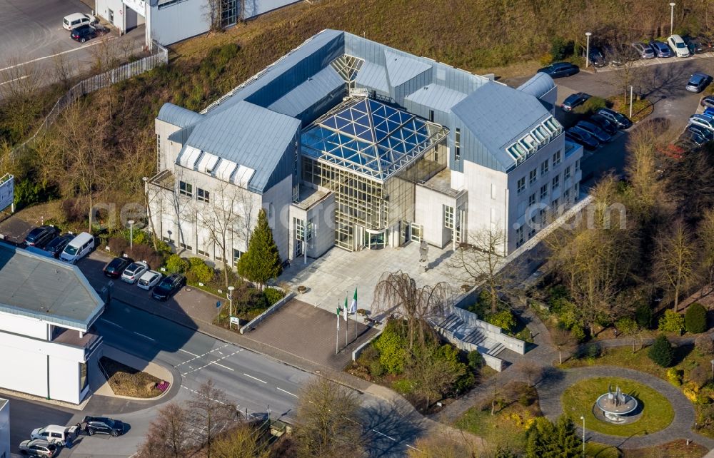 Aerial image Grevenstein - Construction site and assembly work for the construction of a high-bay warehouse building complex and logistics center on the premises of the brewery Brauerei C.& A. VELTINS GmbH & Co. KG An of Streue in Grevenstein in the state North Rhine-Westphalia, Germany