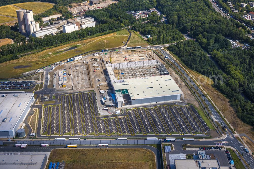 Dortmund from above - Construction site and assembly work for the construction of a high-bay warehouse building complex and logistics center on the premises on street Walzwerkstrasse in Dortmund at Ruhrgebiet in the state North Rhine-Westphalia, Germany