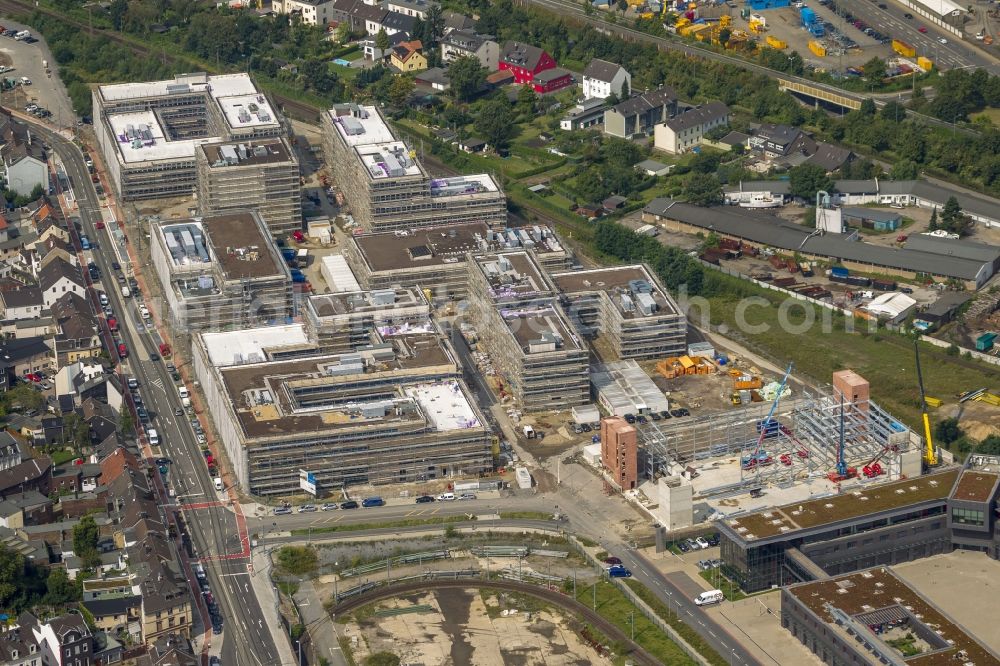 Mülheim an der Ruhr from the bird's eye view: Construction site for the new building of the University of Duisburg in the Ruhr West Street in Mülheim an der Ruhr in North Rhine-Westphalia