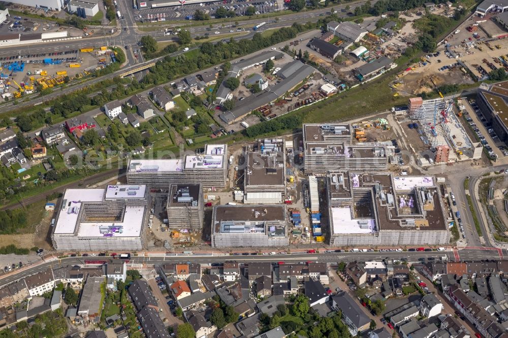 Mülheim an der Ruhr from above - Construction site for the new building of the University of Duisburg in the Ruhr West Street in Mülheim an der Ruhr in North Rhine-Westphalia