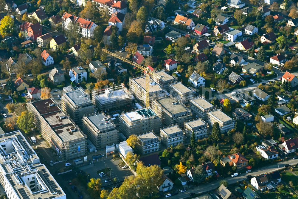 Aerial photograph Berlin - Construction site to build a new multi-family residential complex on street Muensterberger Weg in the district Kaulsdorf in Berlin, Germany