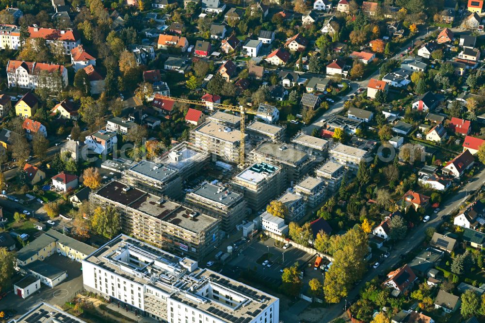 Berlin from above - Construction site to build a new multi-family residential complex on street Muensterberger Weg in the district Kaulsdorf in Berlin, Germany