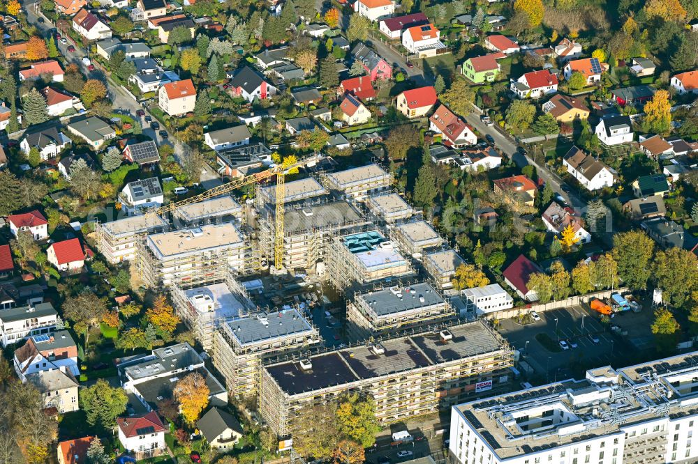 Aerial image Berlin - Construction site to build a new multi-family residential complex on street Muensterberger Weg in the district Kaulsdorf in Berlin, Germany