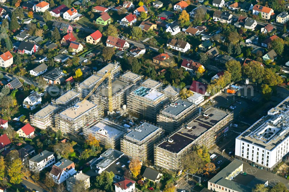 Aerial photograph Berlin - Construction site to build a new multi-family residential complex on street Muensterberger Weg in the district Kaulsdorf in Berlin, Germany