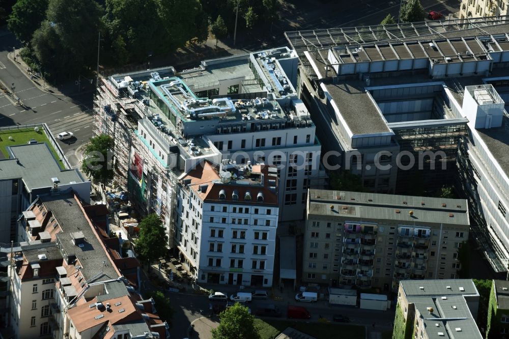 Aerial image Leipzig - New construction site the hotel complex formerly Kosmos-Haus on Dittrichring in Leipzig in the state Saxony