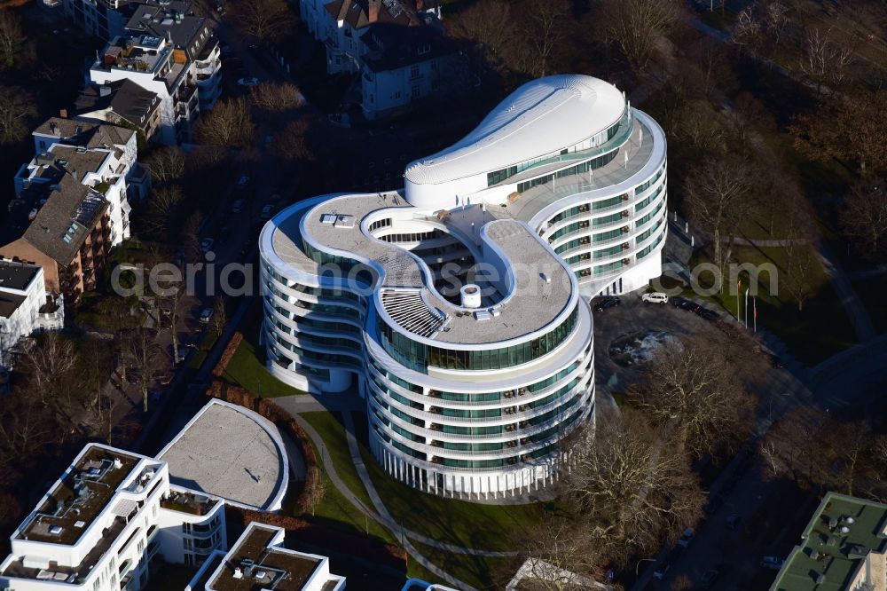 Hamburg from above - New construction site the hotel complex Luxushotel The Fontenay an der Aussenalster im Stadtteil Rotherbaum in Hamburg