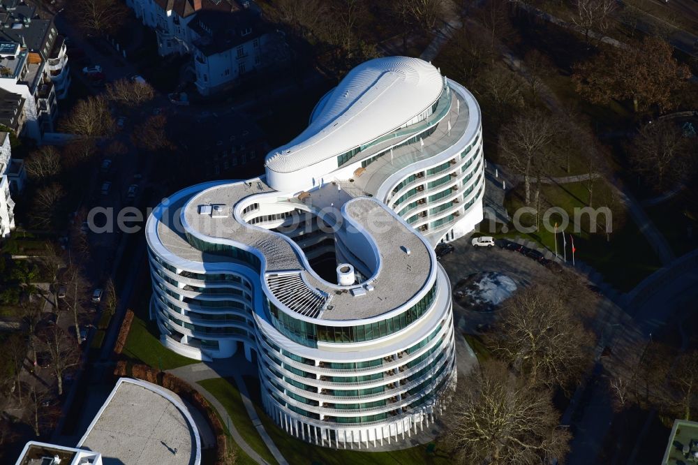 Aerial image Hamburg - New construction site the hotel complex Luxushotel The Fontenay an der Aussenalster im Stadtteil Rotherbaum in Hamburg