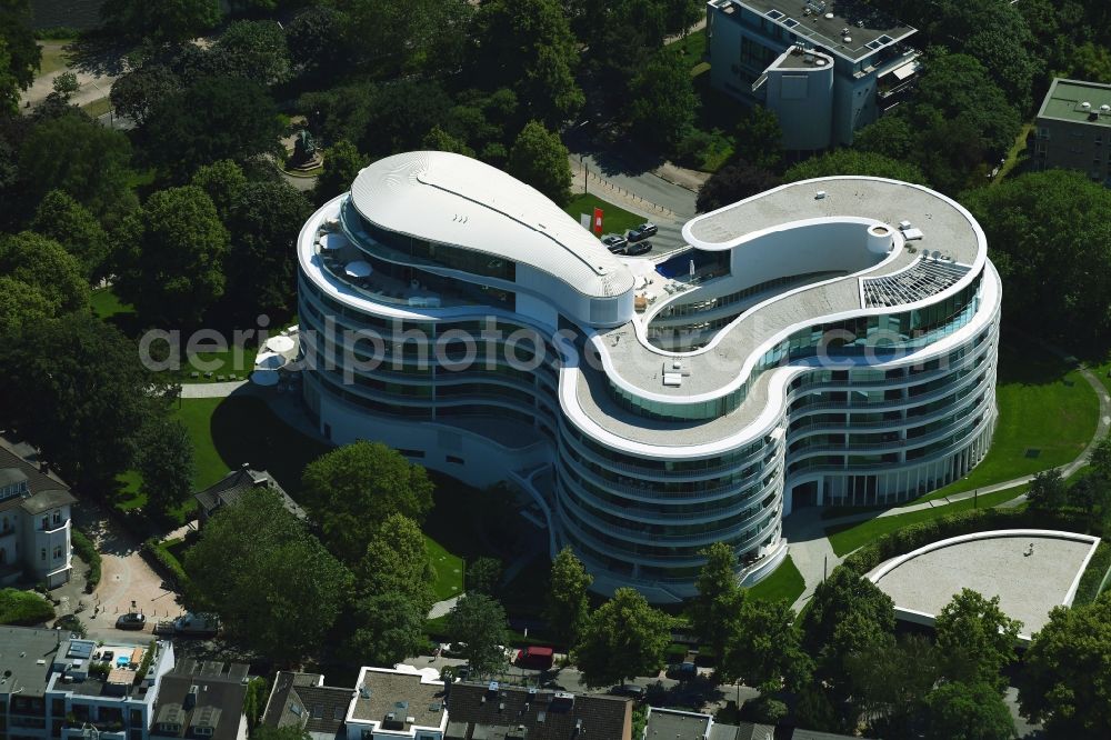 Hamburg from the bird's eye view: New construction site the hotel complex Luxushotel The Fontenay an der Aussenalster im Stadtteil Rotherbaum in Hamburg