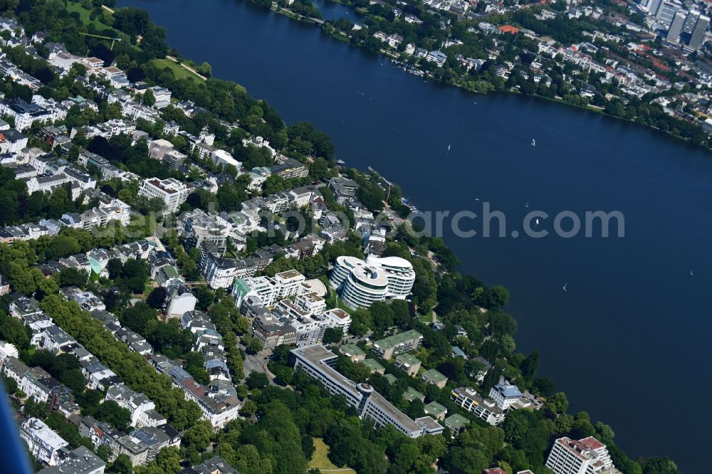 Aerial image Hamburg - New construction site the hotel complex Luxushotel The Fontenay an der Aussenalster im Stadtteil Rotherbaum in Hamburg