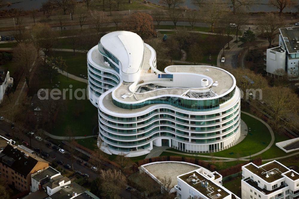 Aerial photograph Hamburg - New construction site the hotel complex Luxushotel The Fontenay an der Aussenalster im Stadtteil Rotherbaum in Hamburg