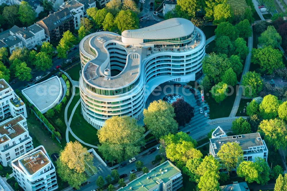 Aerial image Hamburg - New construction site the hotel complex Luxushotel The Fontenay an der Aussenalster im Stadtteil Rotherbaum in Hamburg