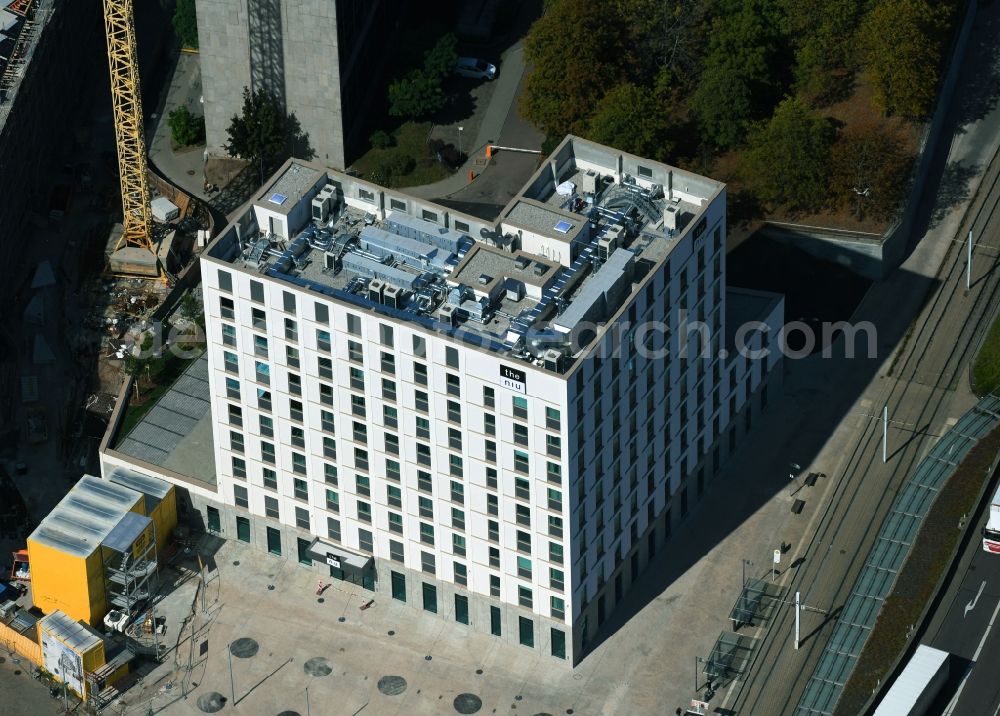 Halle (Saale) from above - Hotel complex niu ridge Hotel on Riebeckplatz in Halle (Saale) in the state Saxony-Anhalt, Germany