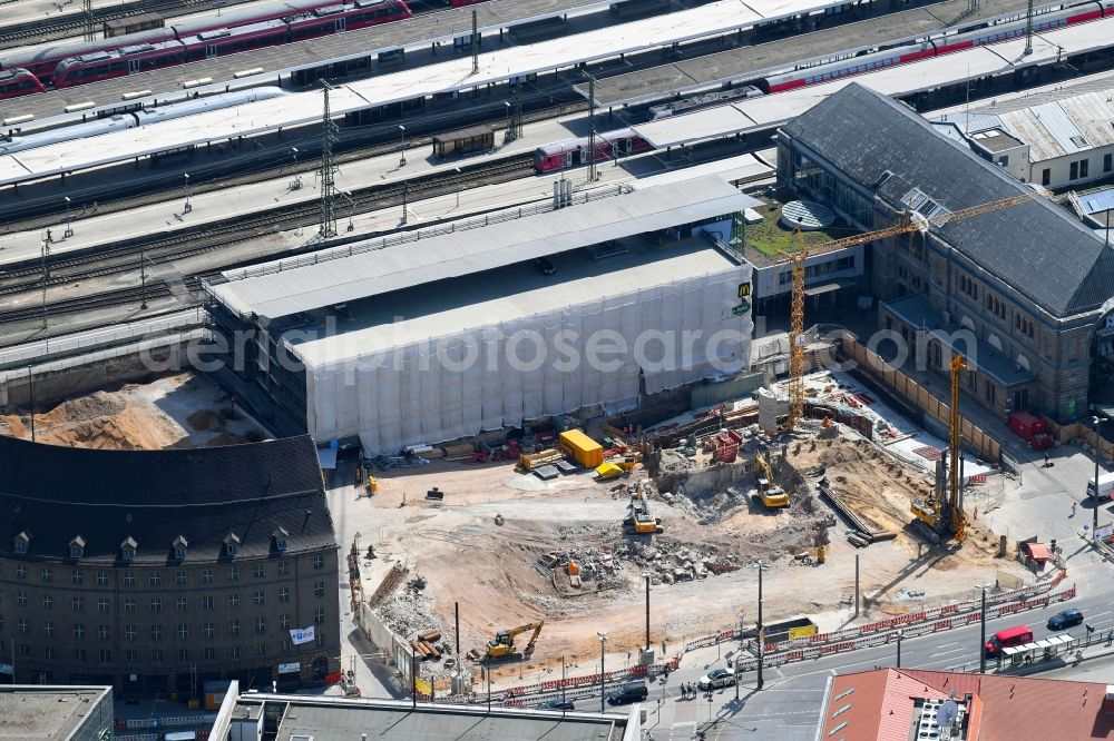 Aerial image Nürnberg - New construction site the hotel complex Tafelhofpalais on Bahnhofstrasse in Nuremberg in the state Bavaria, Germany