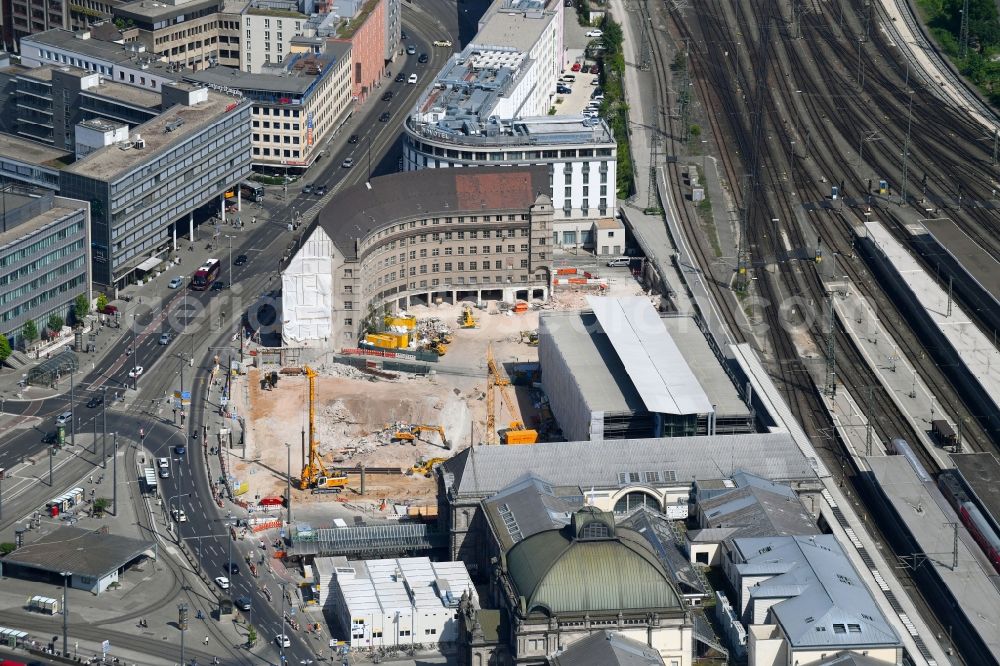 Aerial image Nürnberg - New construction site the hotel complex Tafelhofpalais on Bahnhofstrasse in Nuremberg in the state Bavaria, Germany