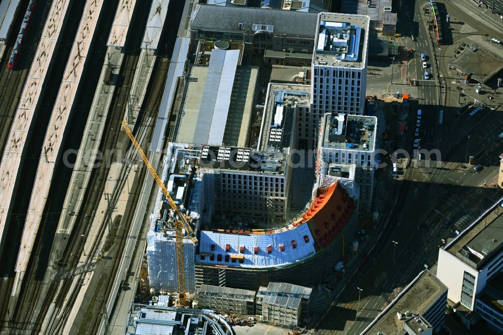 Nürnberg from above - New construction site the hotel complex Tafelhofpalais on Bahnhofstrasse in Nuremberg in the state Bavaria, Germany