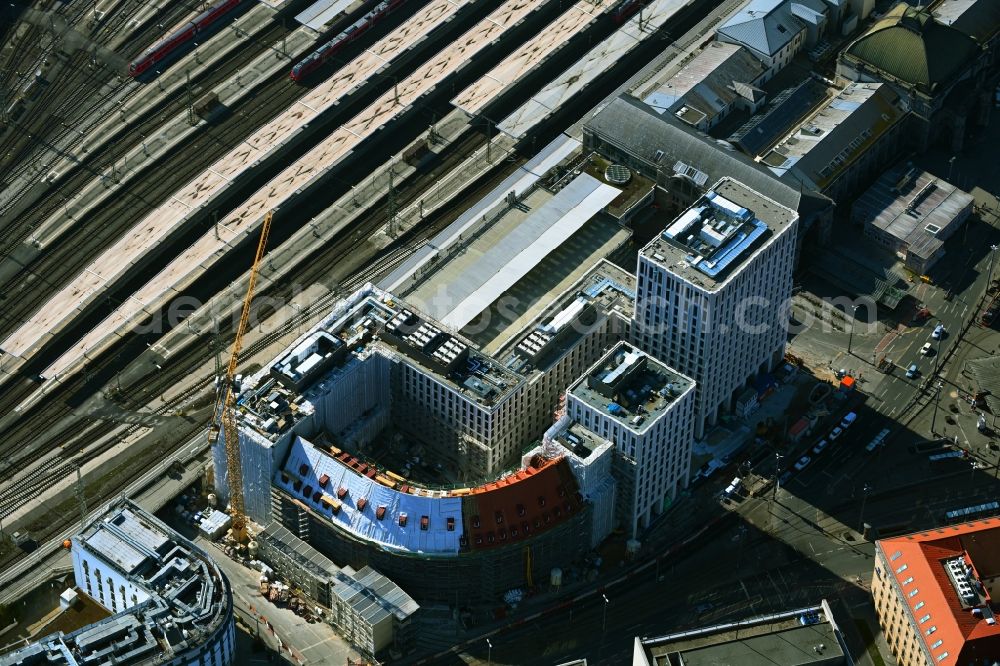 Nürnberg from the bird's eye view: New construction site the hotel complex Tafelhofpalais on Bahnhofstrasse in Nuremberg in the state Bavaria, Germany