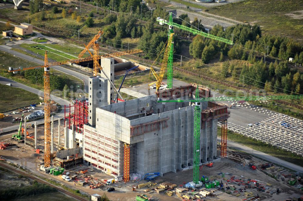 Schwarze Pumpe from above - Construction site of a new substitute fuel power plant near Schwarze Pumpe