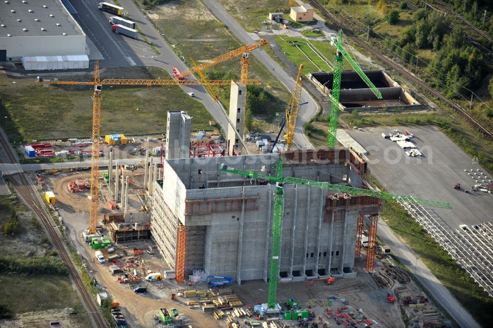 Aerial image Schwarze Pumpe - Construction site of a new substitute fuel power plant near Schwarze Pumpe