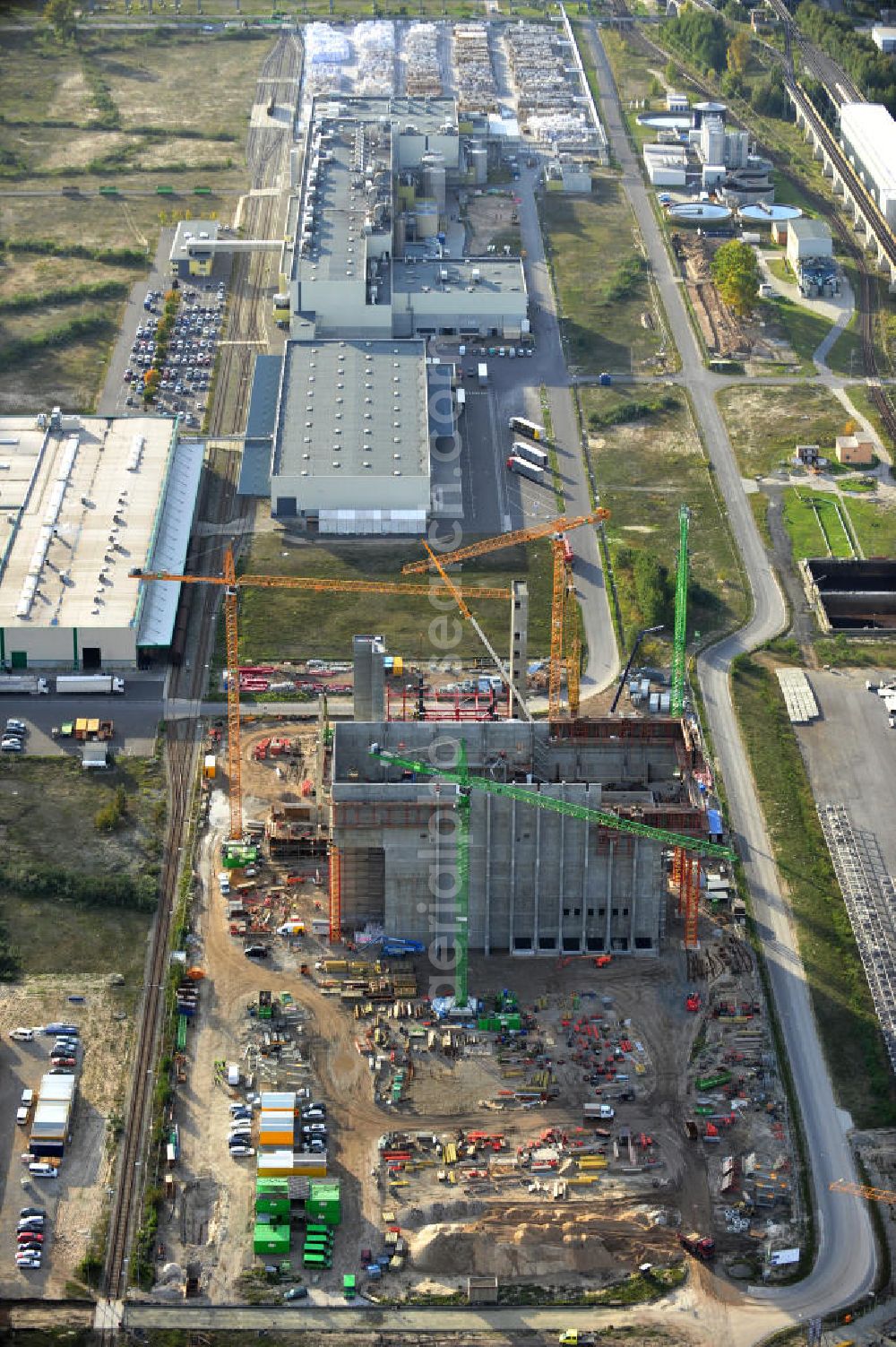 Schwarze Pumpe from above - Construction site of a new substitute fuel power plant near Schwarze Pumpe