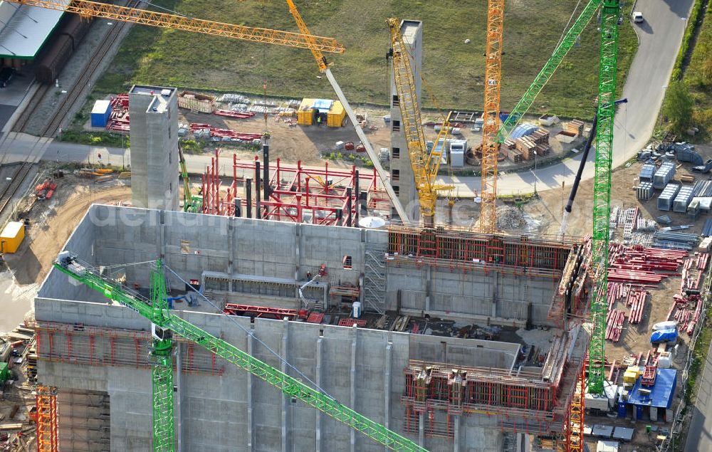 Schwarze Pumpe from the bird's eye view: Construction site of a new substitute fuel power plant near Schwarze Pumpe