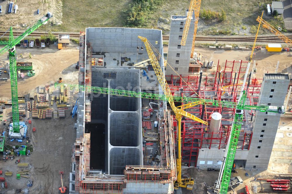 Schwarze Pumpe from above - Construction site of a new substitute fuel power plant near Schwarze Pumpe