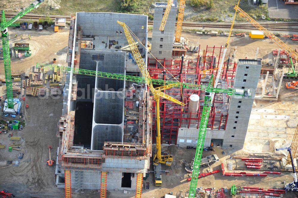 Schwarze Pumpe from the bird's eye view: Construction site of a new substitute fuel power plant near Schwarze Pumpe