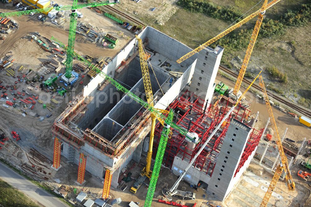 Aerial image Schwarze Pumpe - Construction site of a new substitute fuel power plant near Schwarze Pumpe